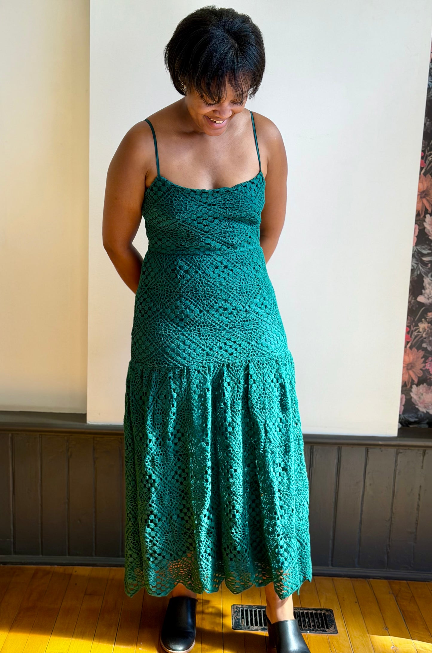 Crochet Tiered Pointelle Maxi Dress