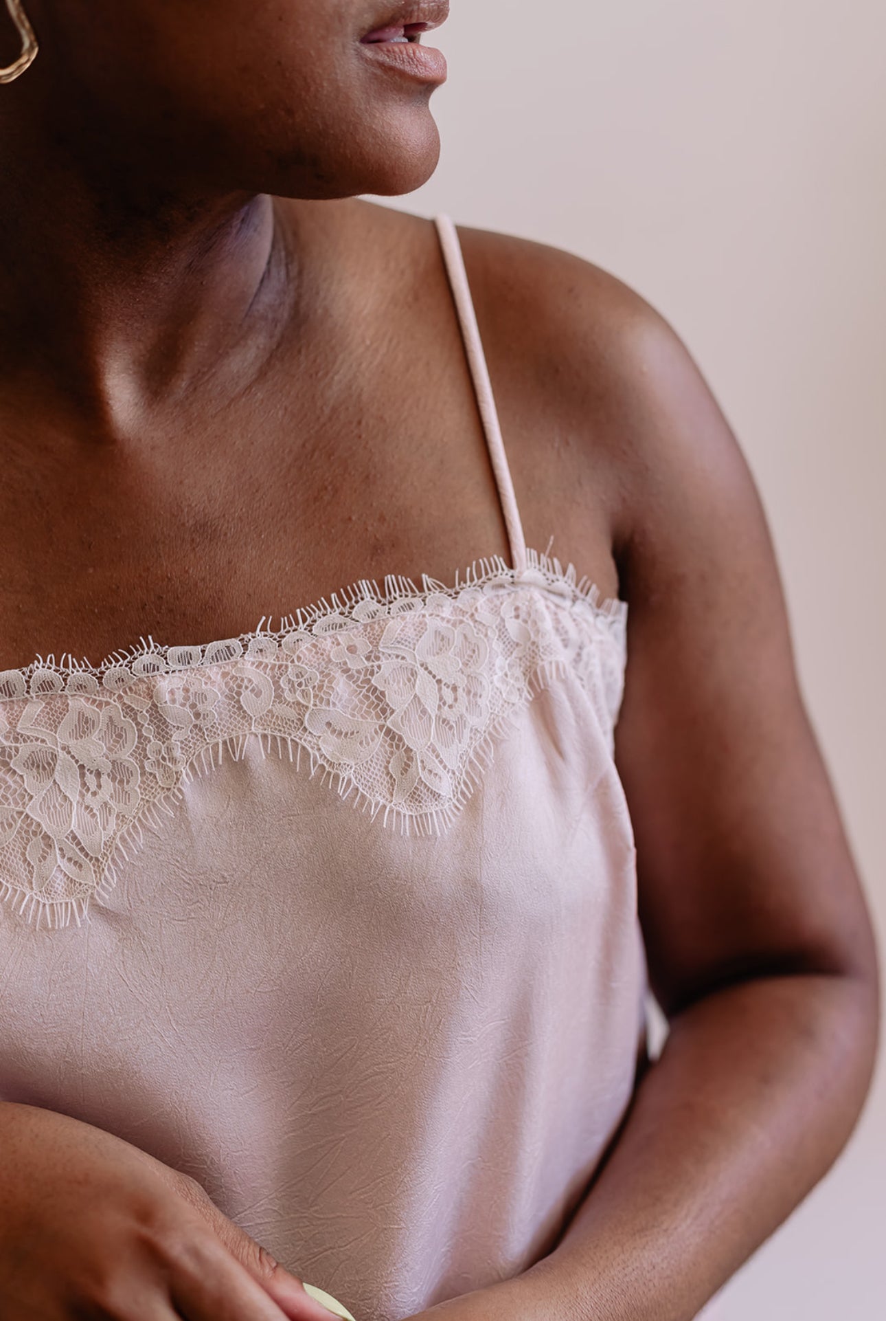 Scalloped Lace Trim Satin Camisole