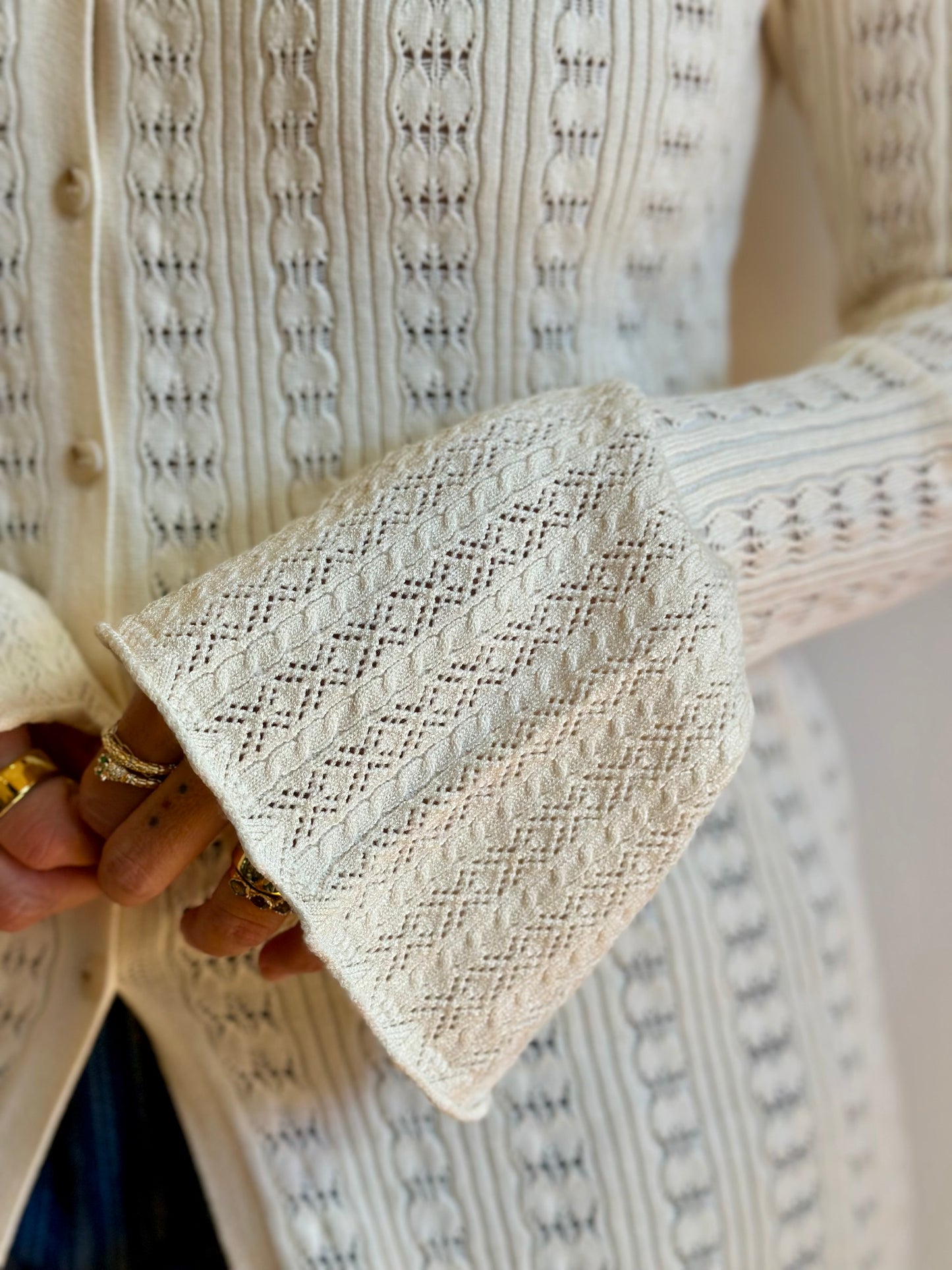 Pointelle Crochet Knit Cardigan