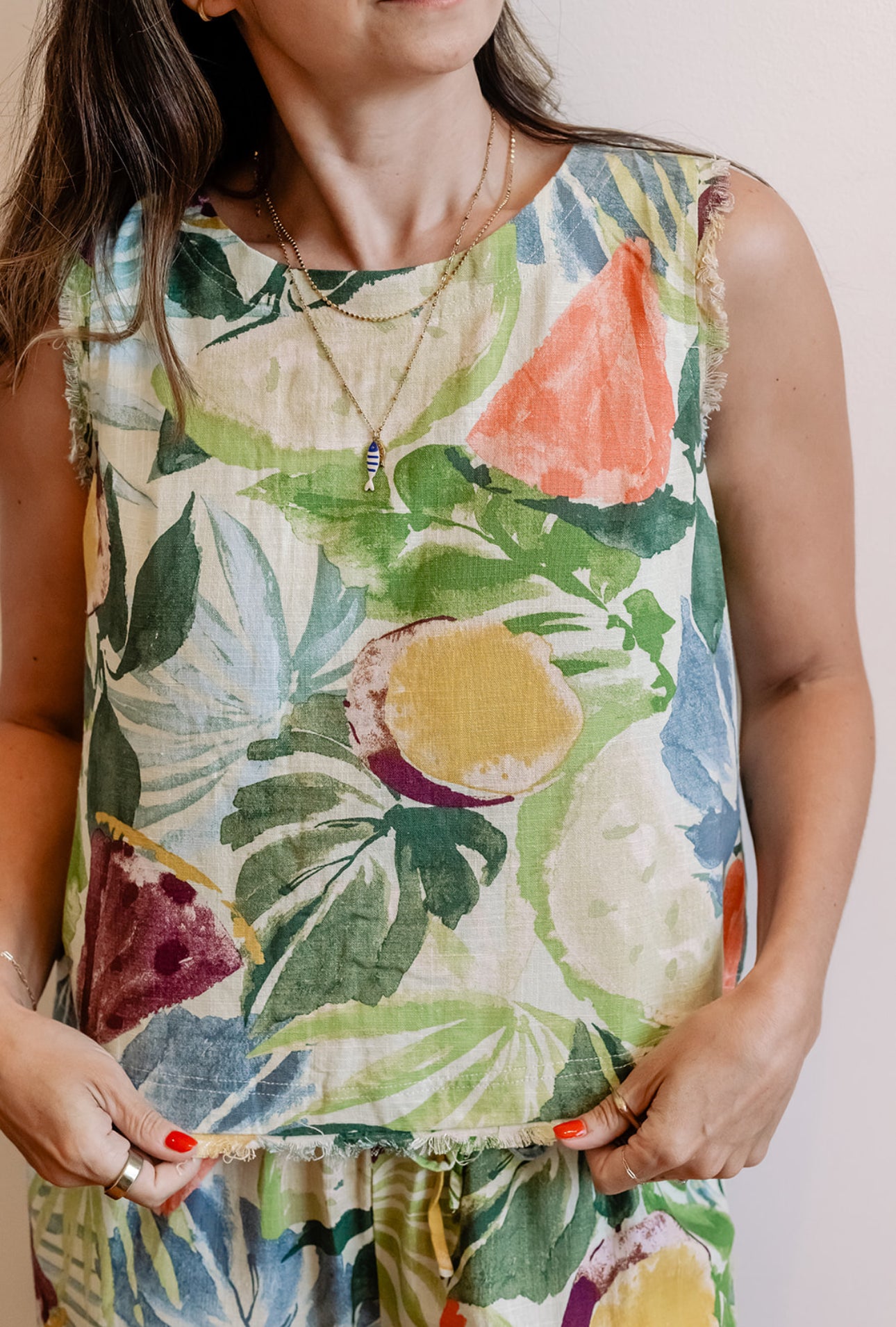 Tropical Fruit Sleeveless Top