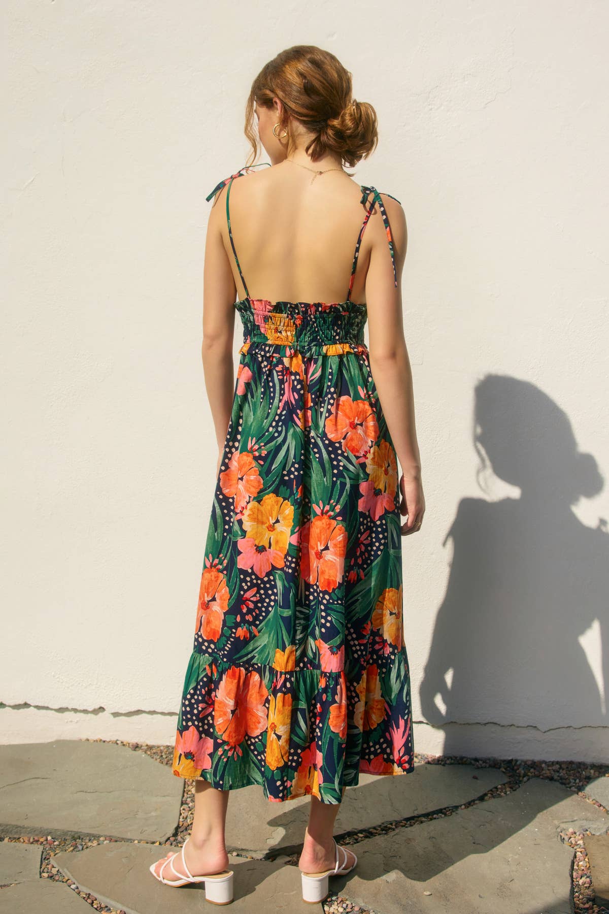 Hibiscus Shirred Waist Dress