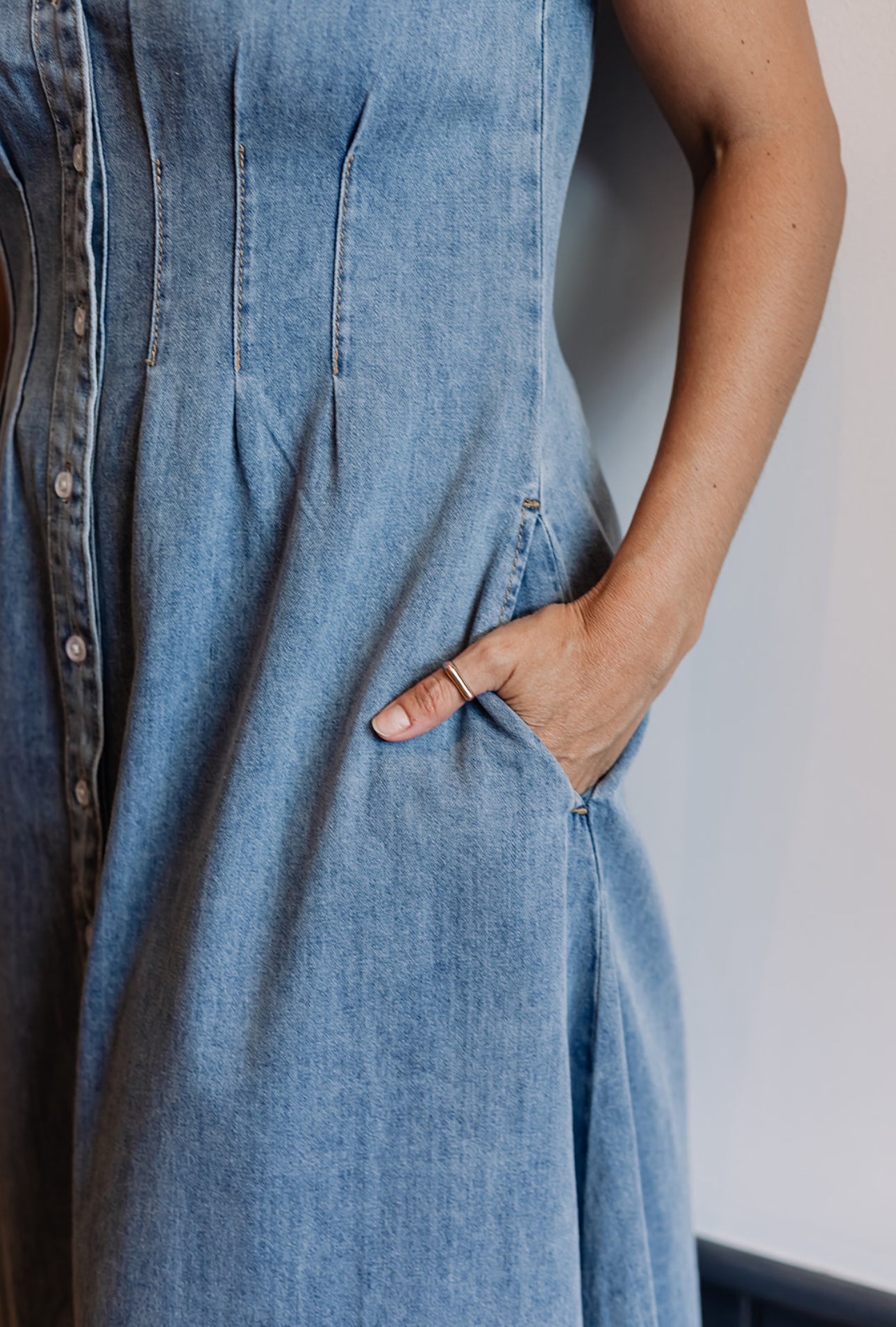Button-Up Denim Dress