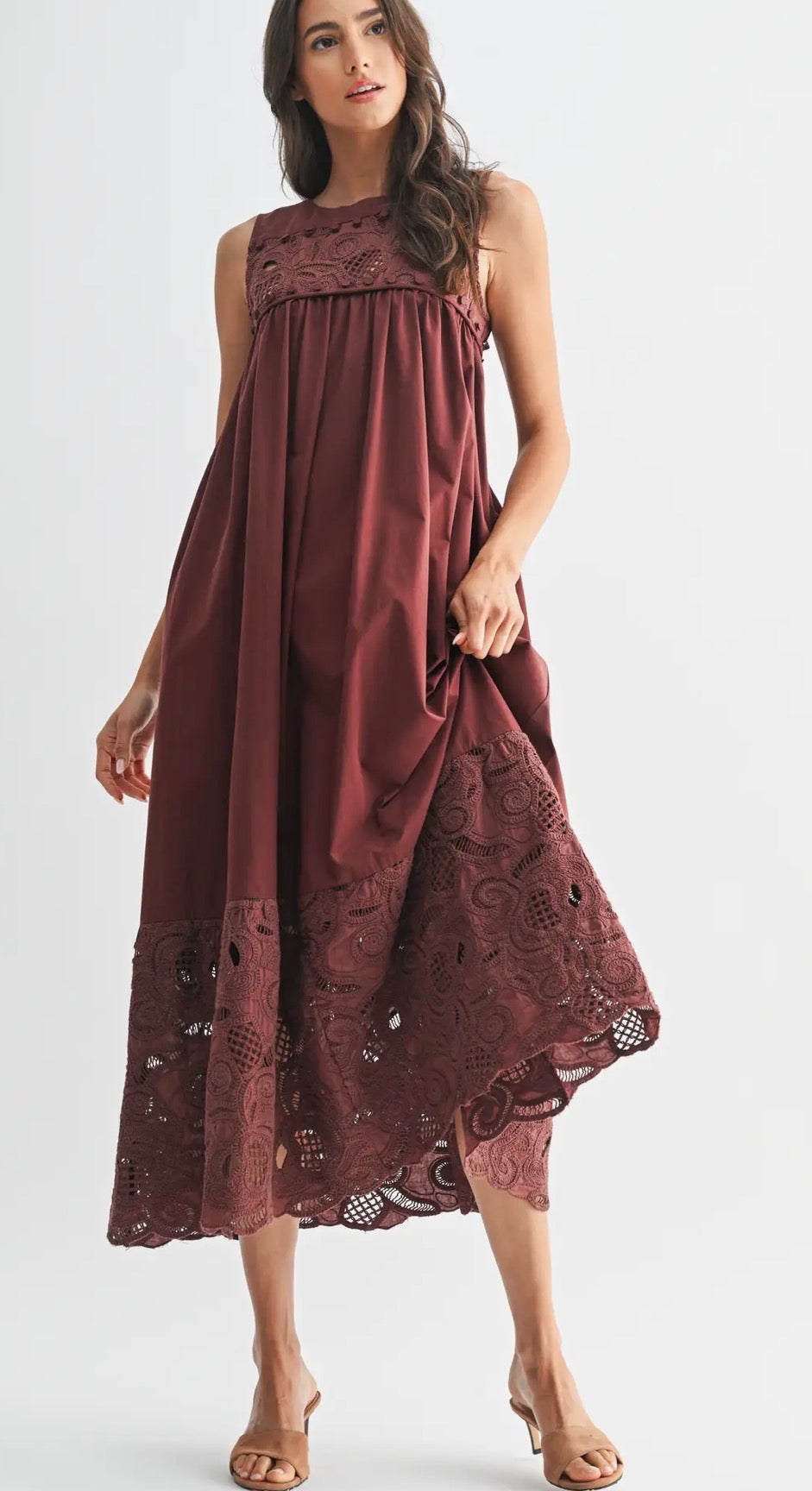 Embroidered Trim Boho Maxi Dress