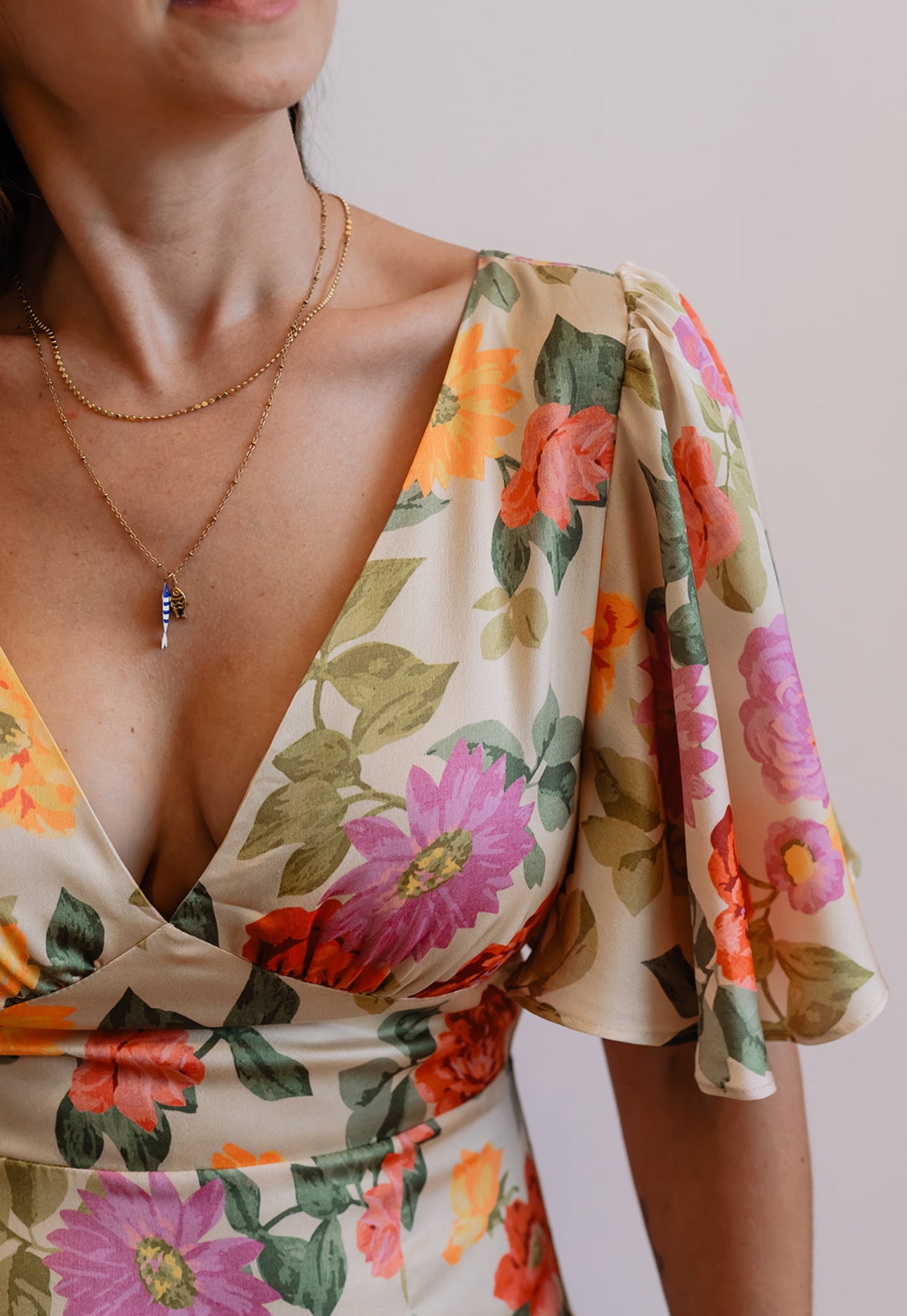 Flutter Sleeve Floral Maxi Dress