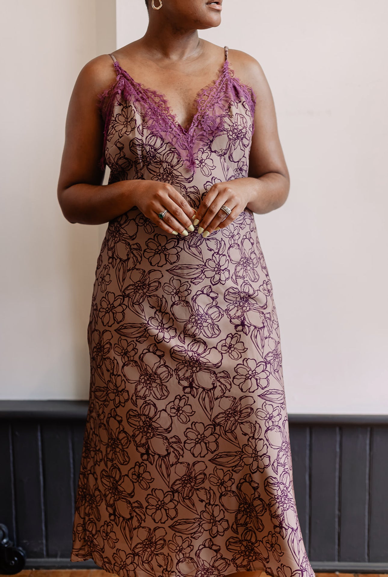 Lace-trim Satin Slip Dress