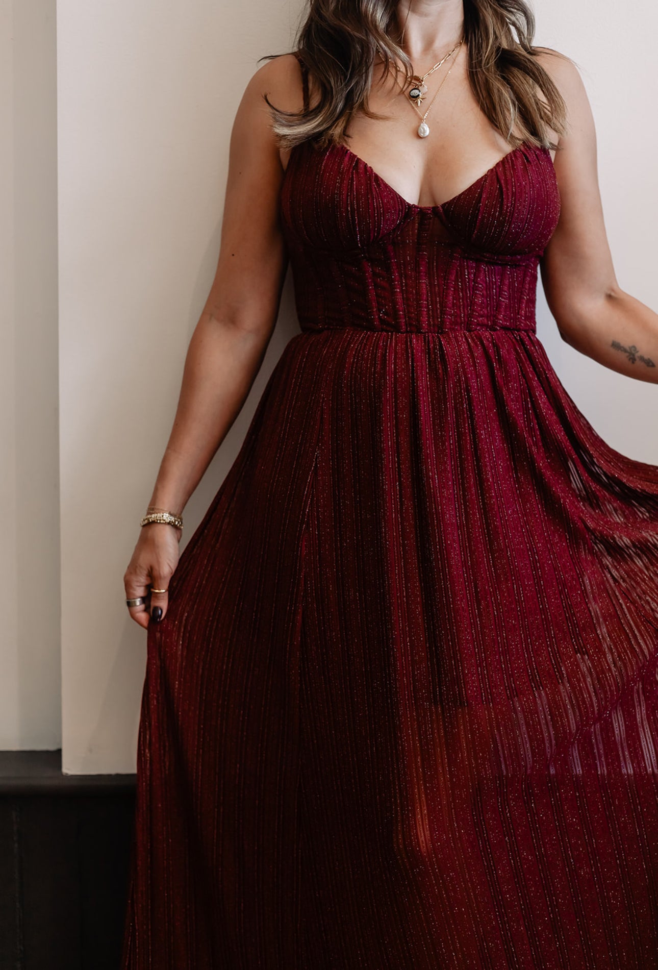 Mulberry Shadow Corset Maxi Dress