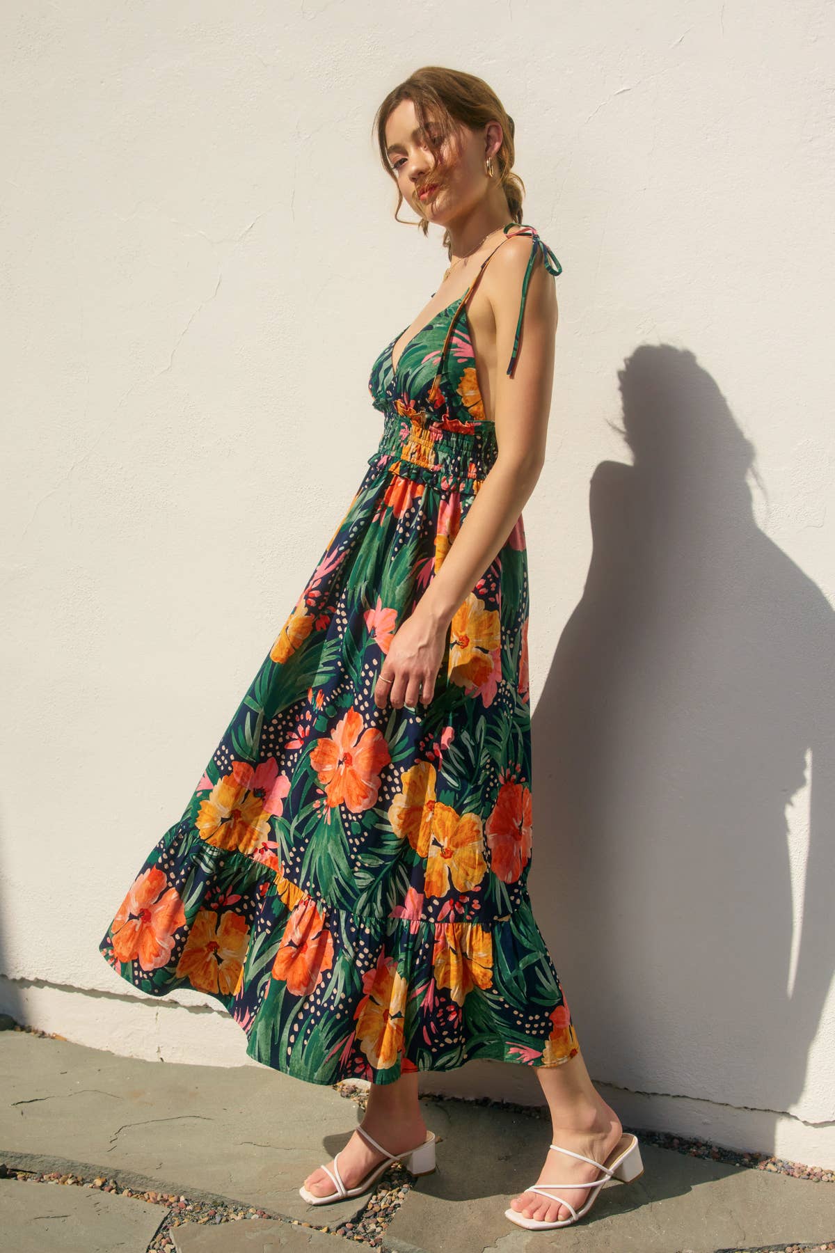 Hibiscus Shirred Waist Dress