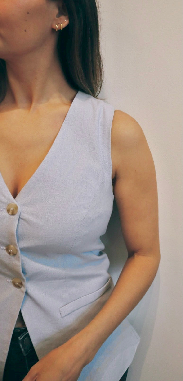 Linen Split Hem Vest