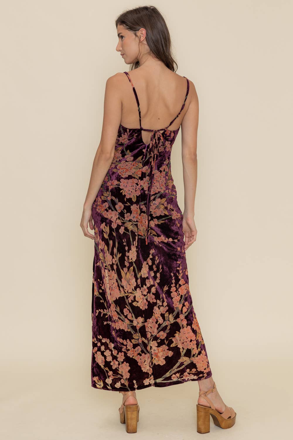 Velvet Cowl Neck Maxi Dress