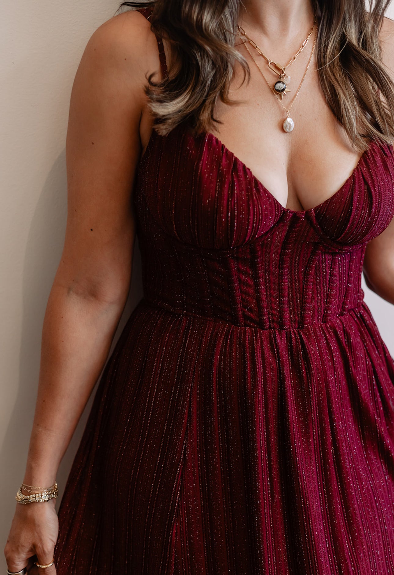 Mulberry Shadow Corset Maxi Dress