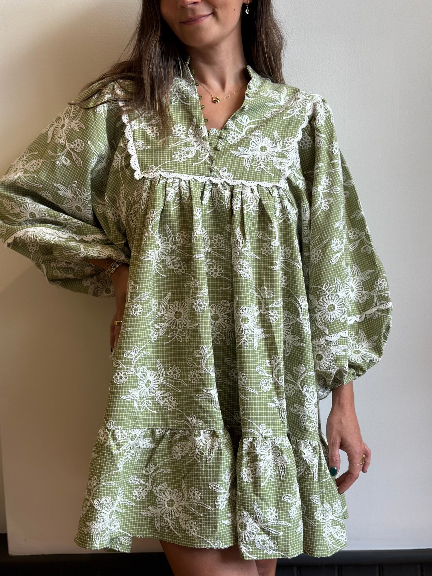 Embroidered Babydoll Dress