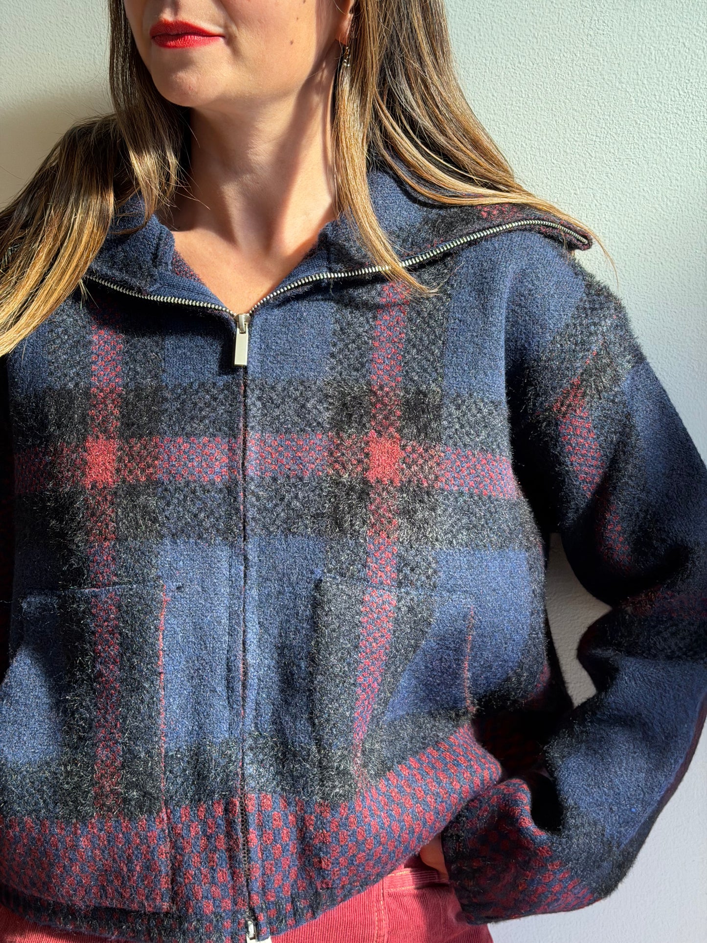 Plaid Sweater Jacket