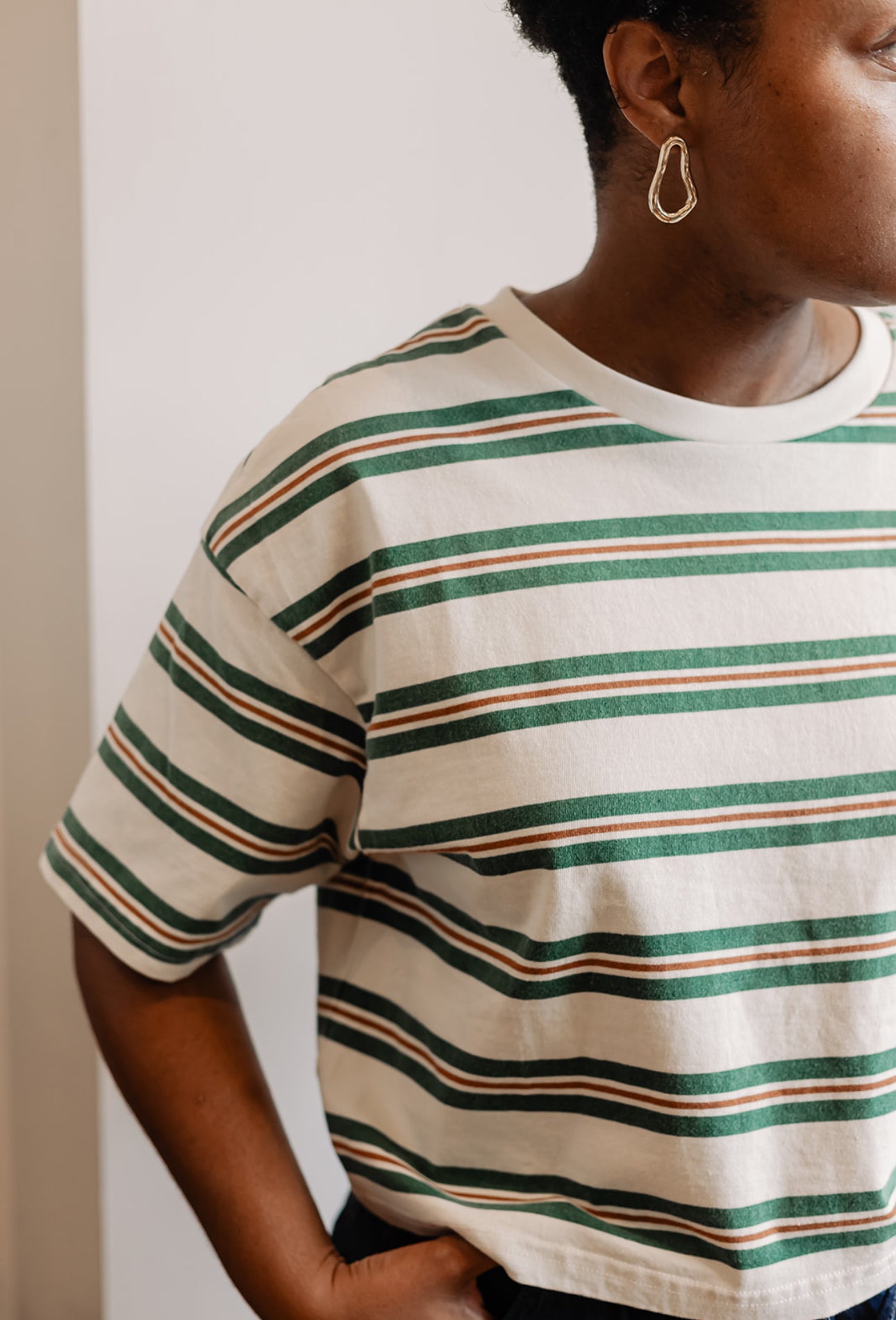 Striped Vintage Wash Cropped Tee