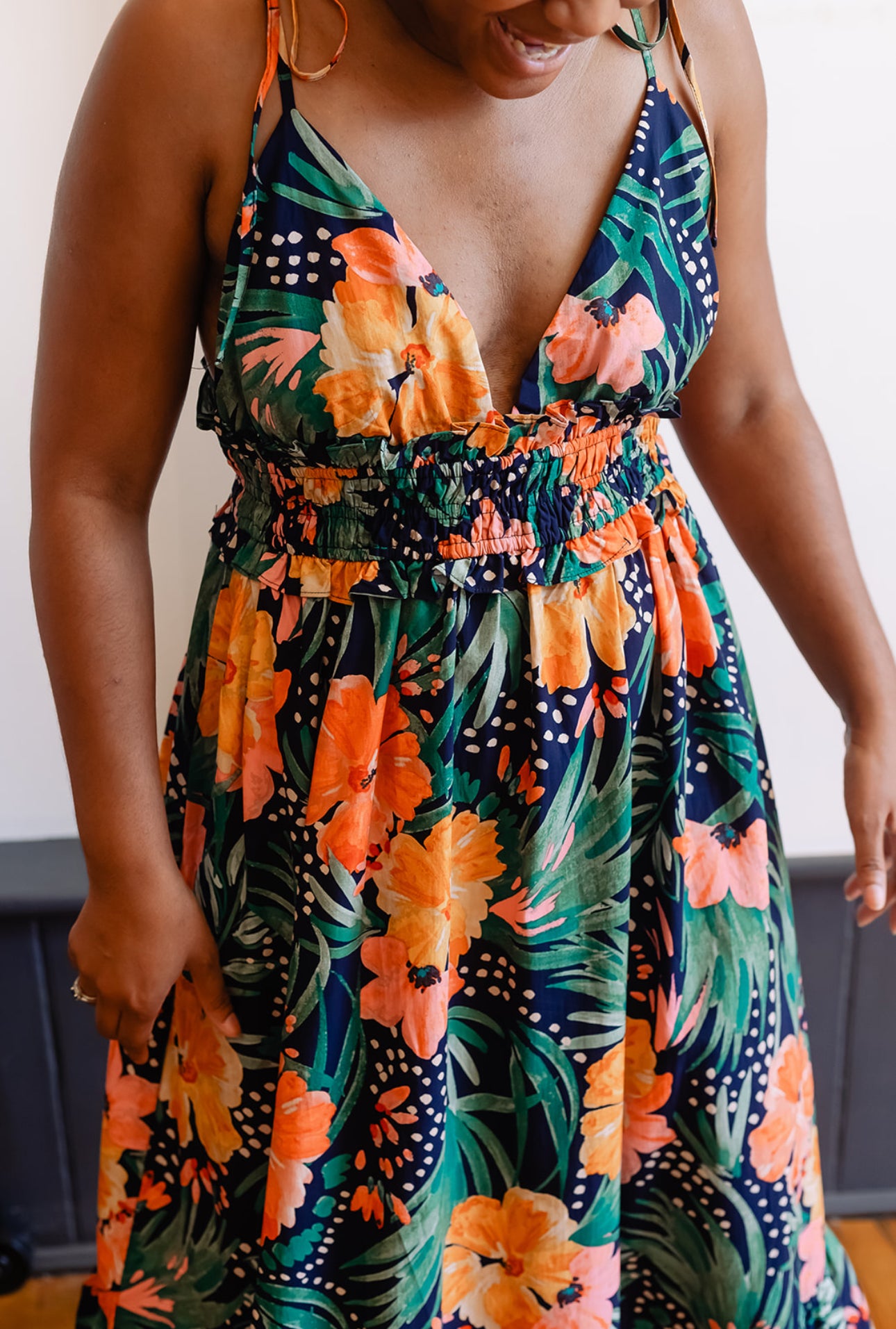 Hibiscus Shirred Waist Dress