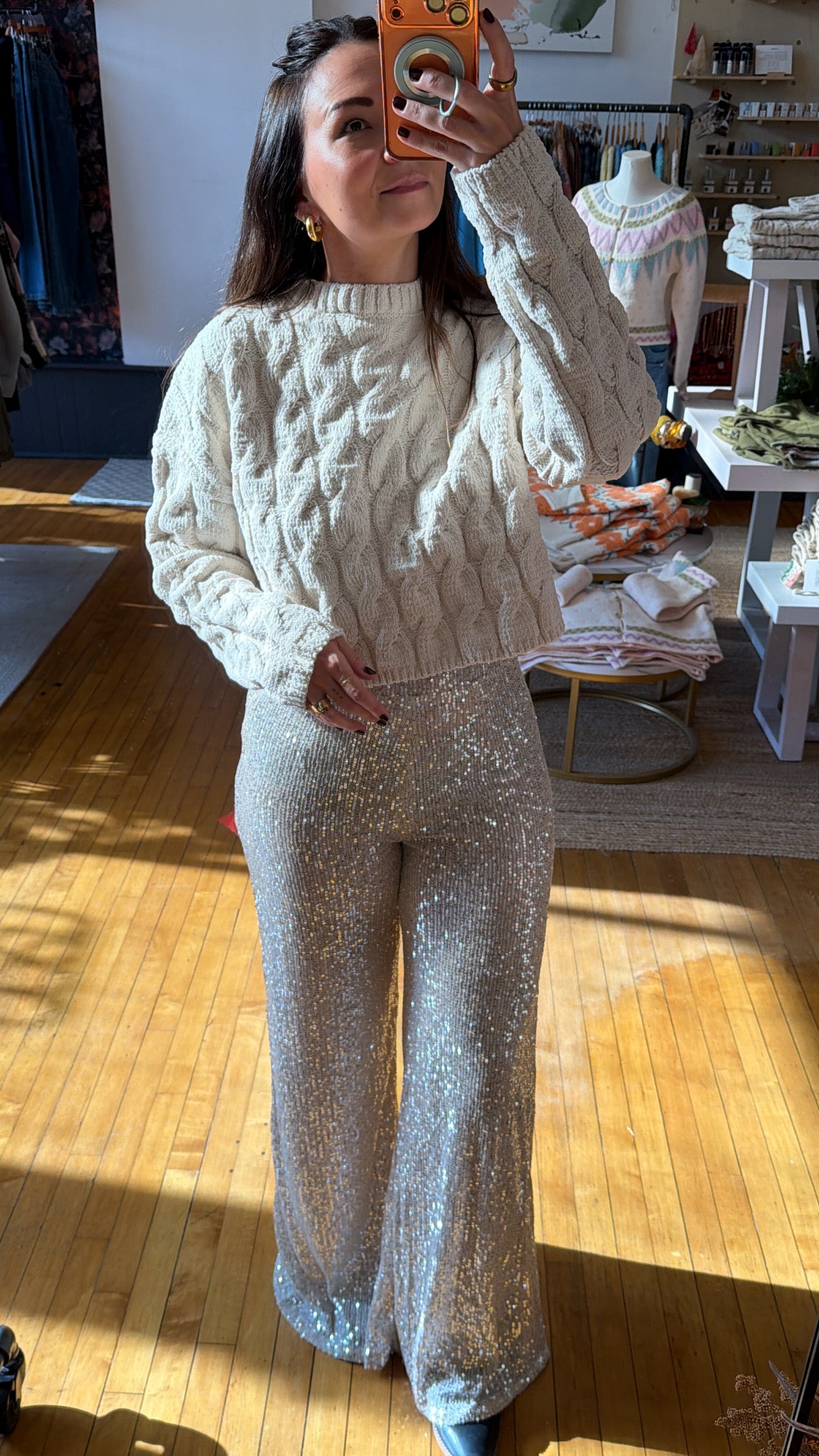 Sequin Wide Leg Party Pant
