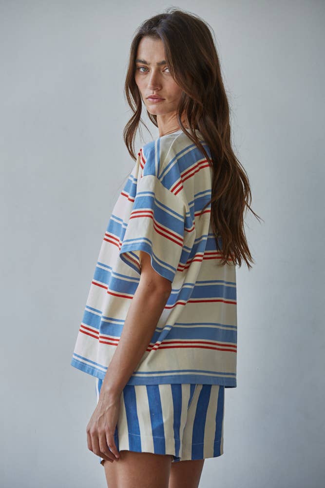 Multi Striped Short Sleeve Tee