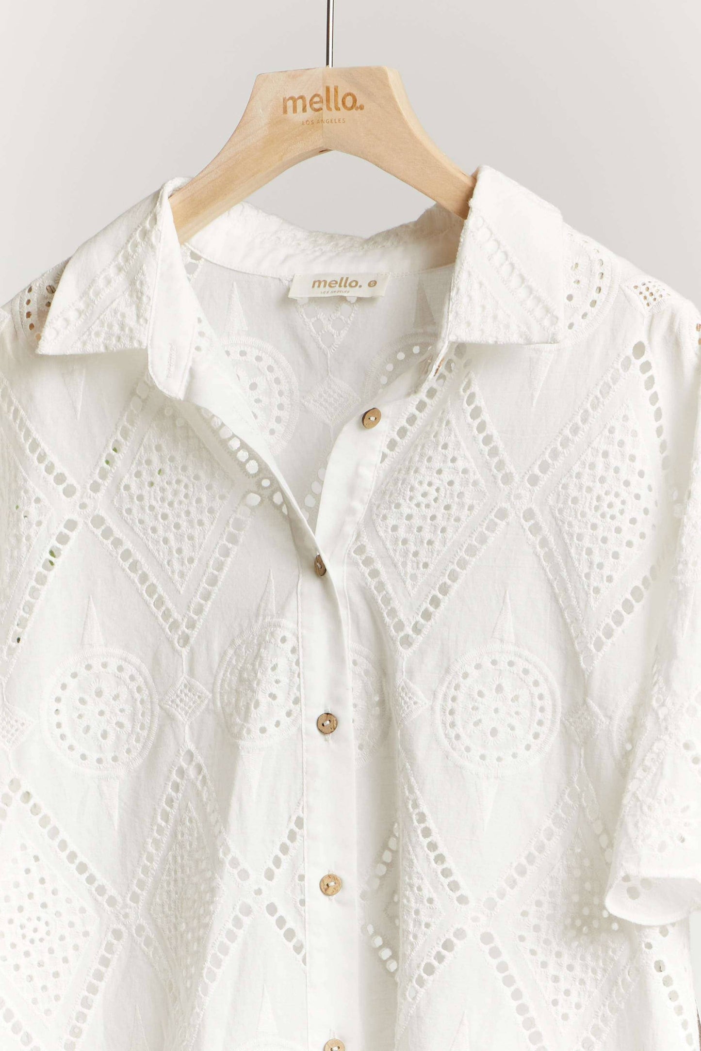 Oversized Eyelet Scalloped Button Down