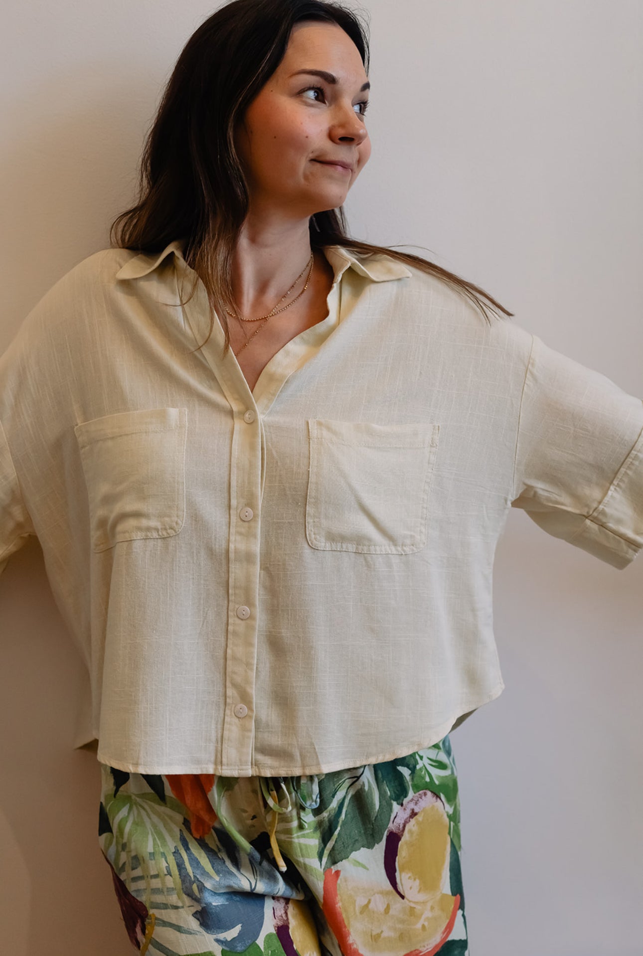 Linen Crop Blouse