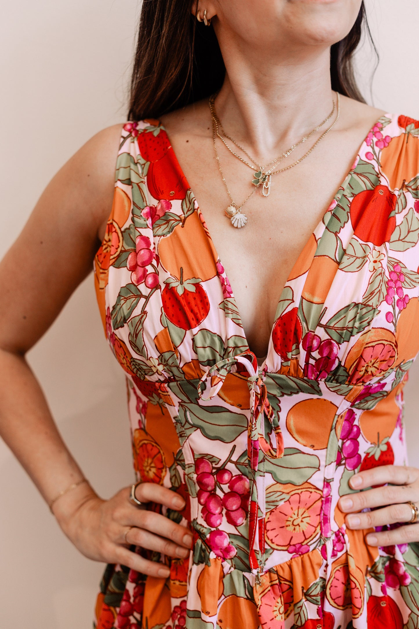 Fruit Print Corset Dress