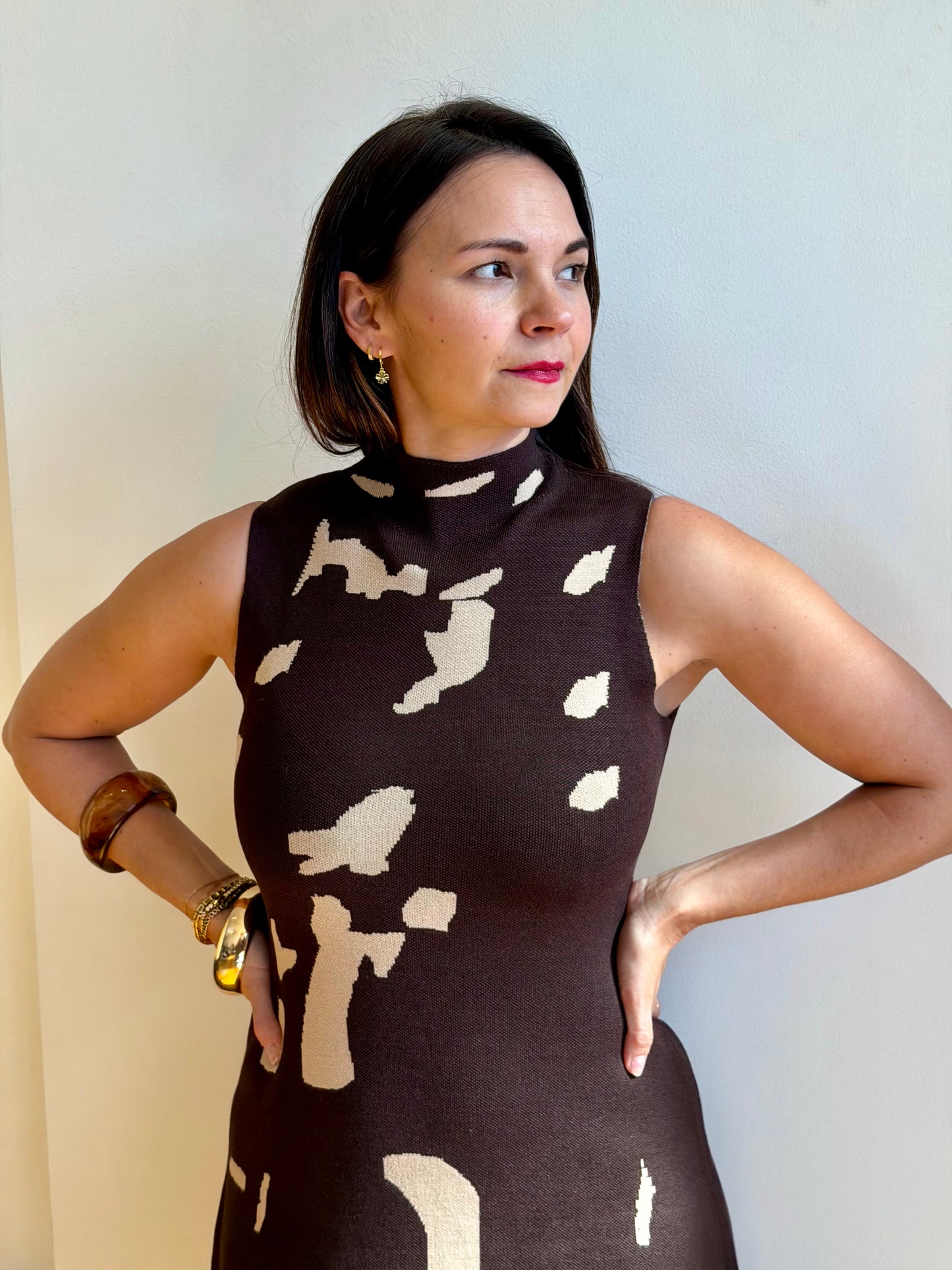 Sleeveless Knit Printed Dress