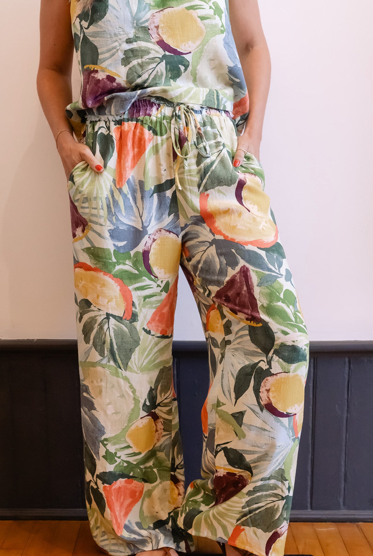Tropical Fruit Flowy Pants