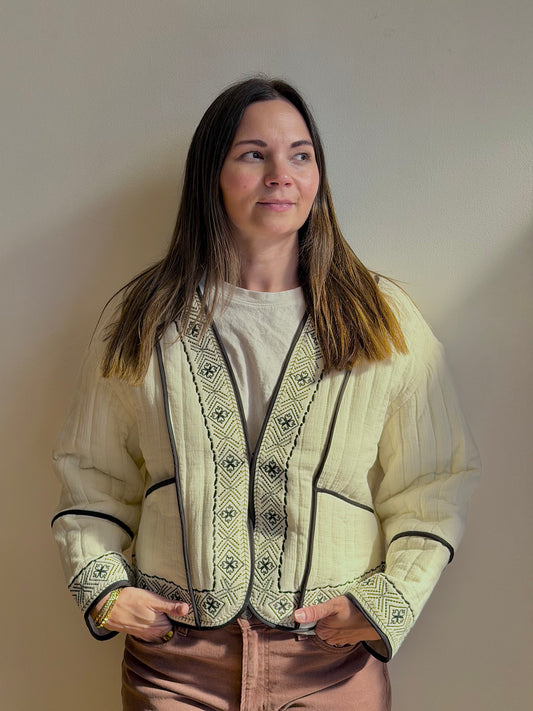 Embroidered Quilted Western Cropped Jacket