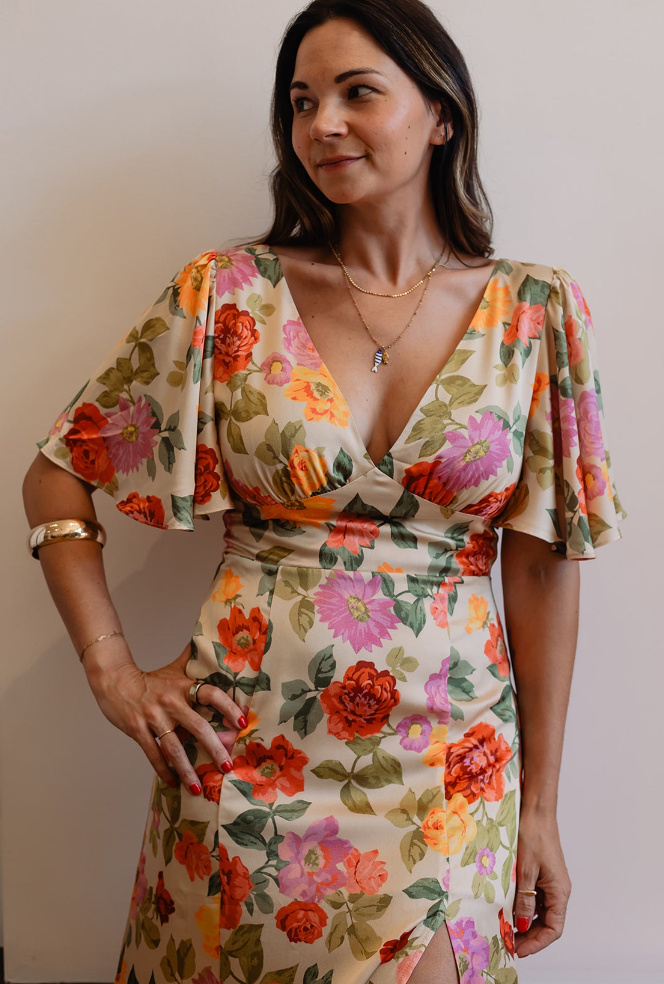 Flutter Sleeve Floral Maxi Dress