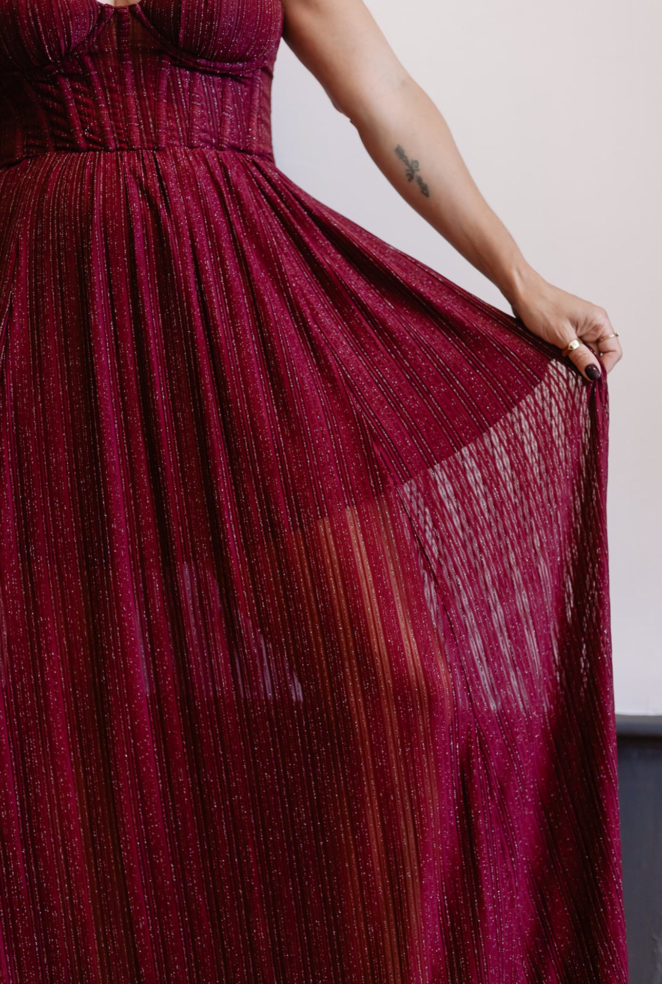 Mulberry Shadow Corset Maxi Dress