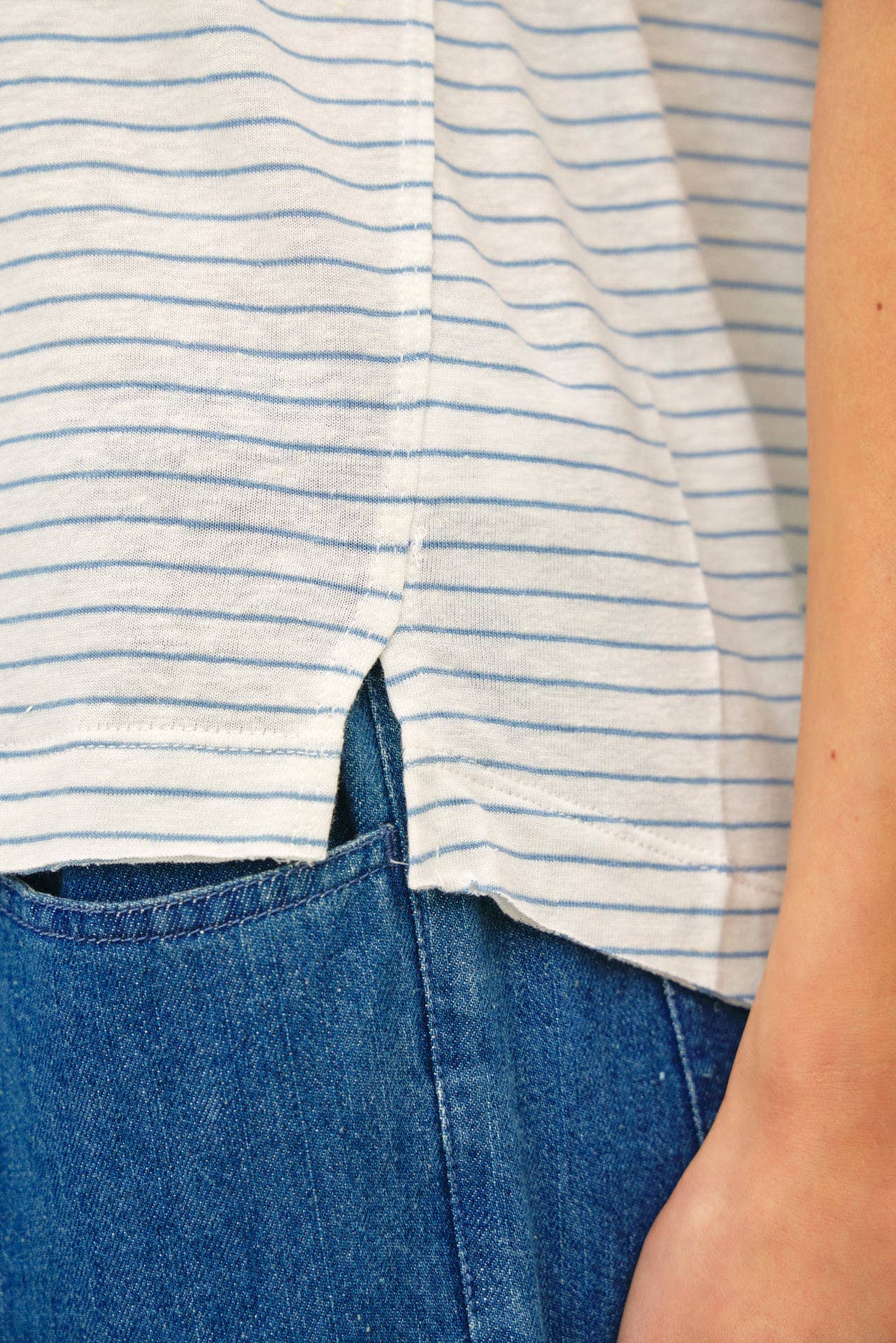 Linen Stripe Crew Tee
