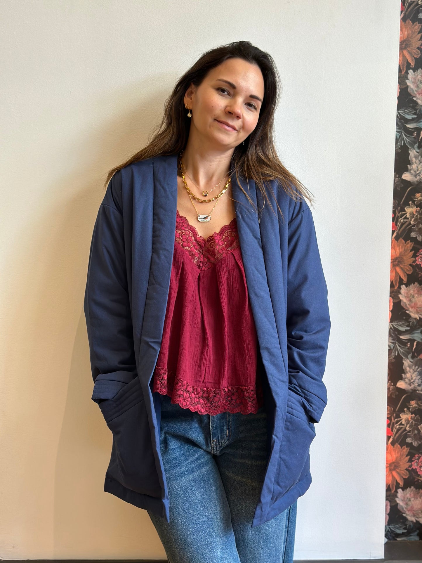 Quilted Pocket Open Jacket