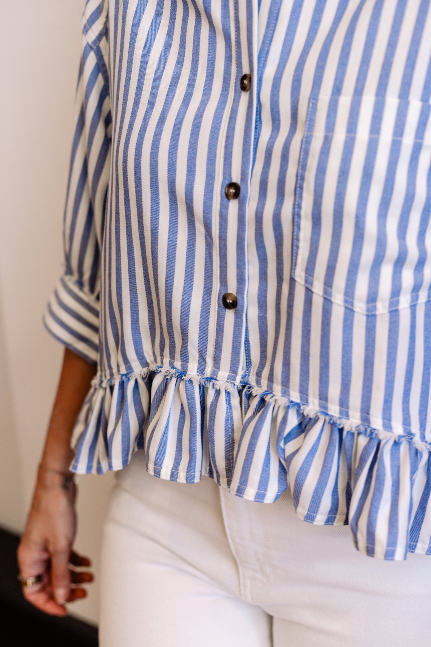 Peplum Striped Button-Down