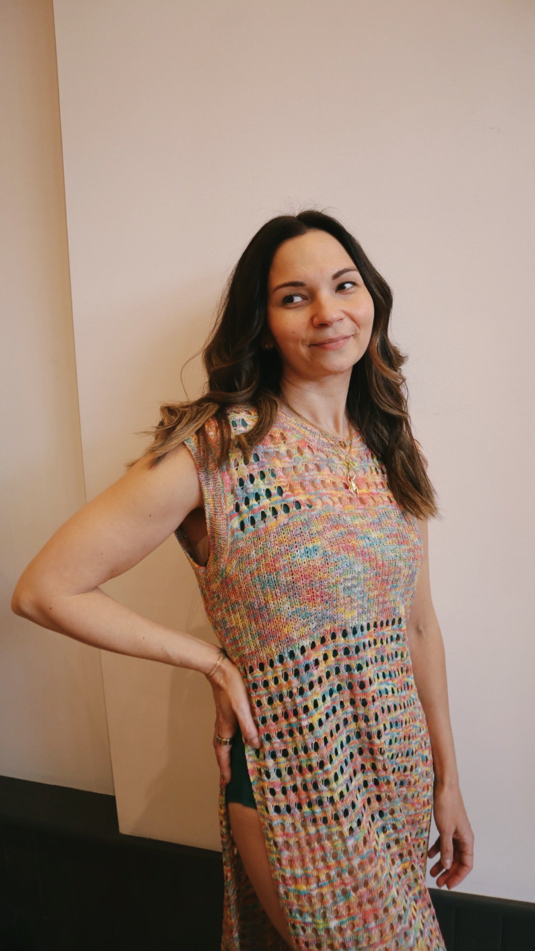 Rainbow Crochet Tunic Cover up