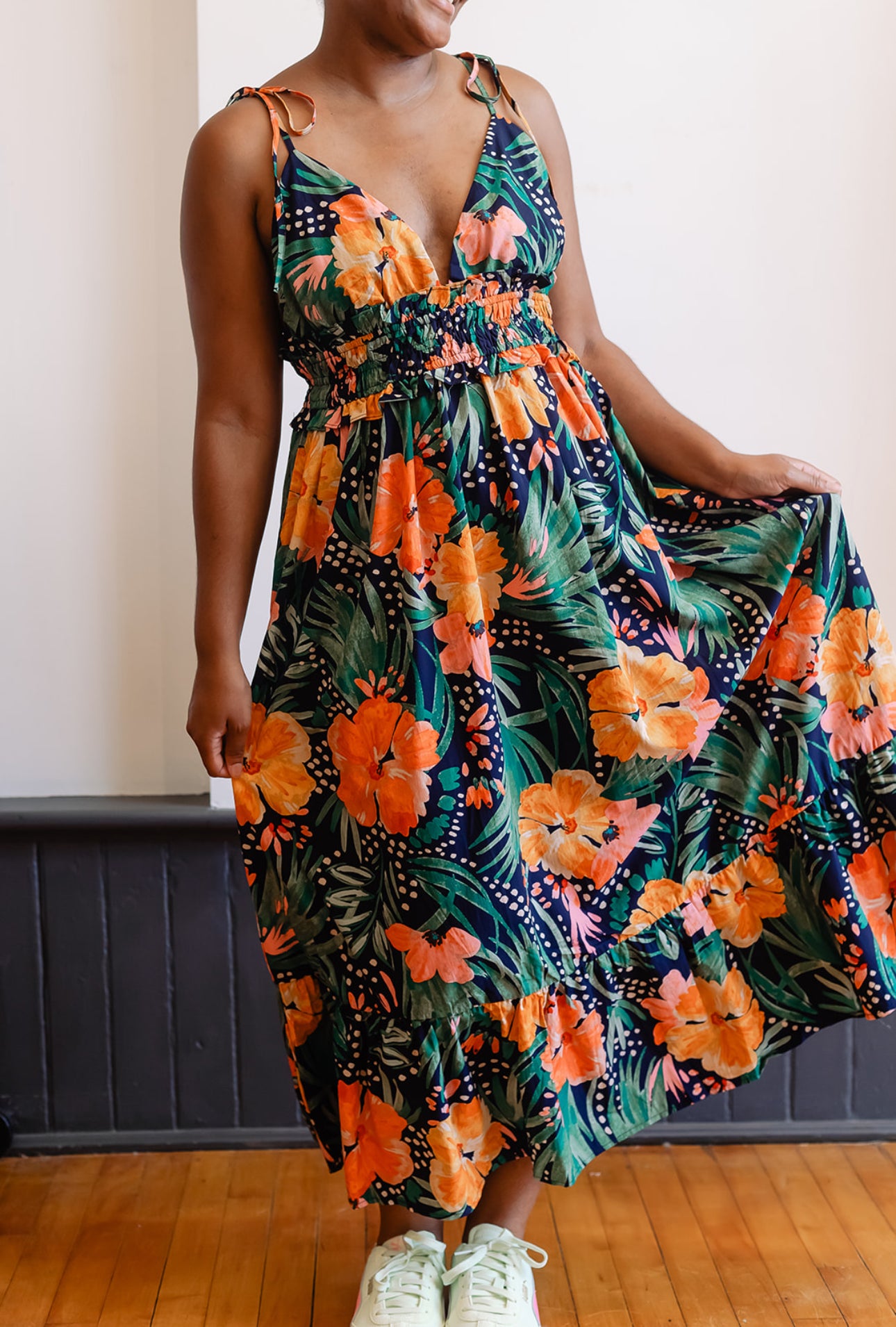 Hibiscus Shirred Waist Dress