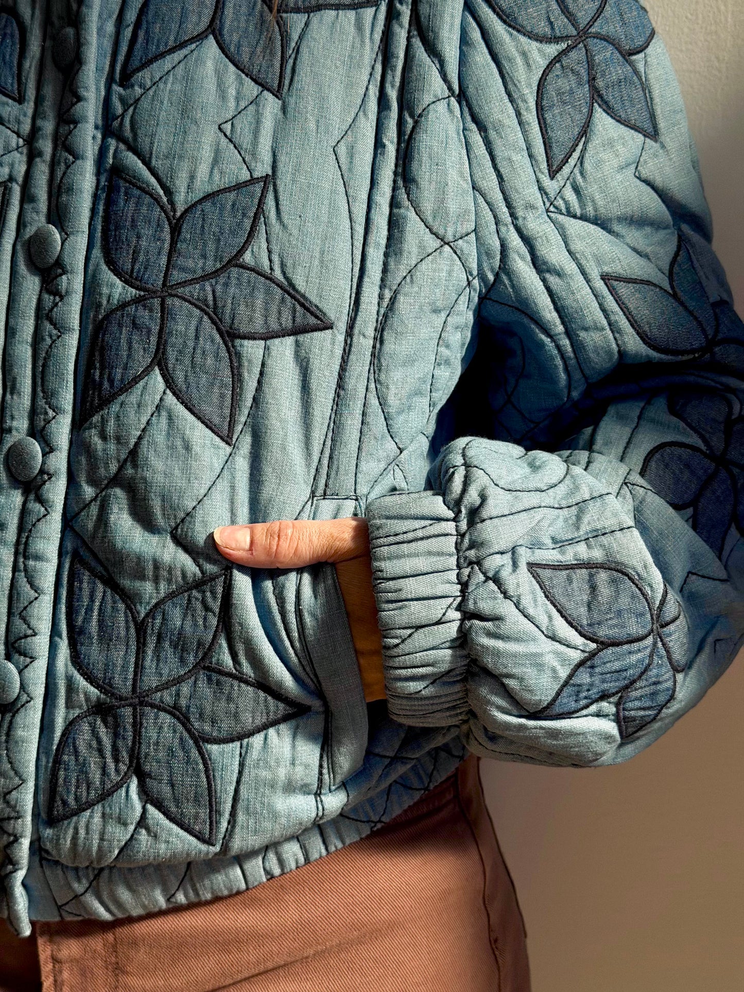 Floral Star Quilted Denim Jacket