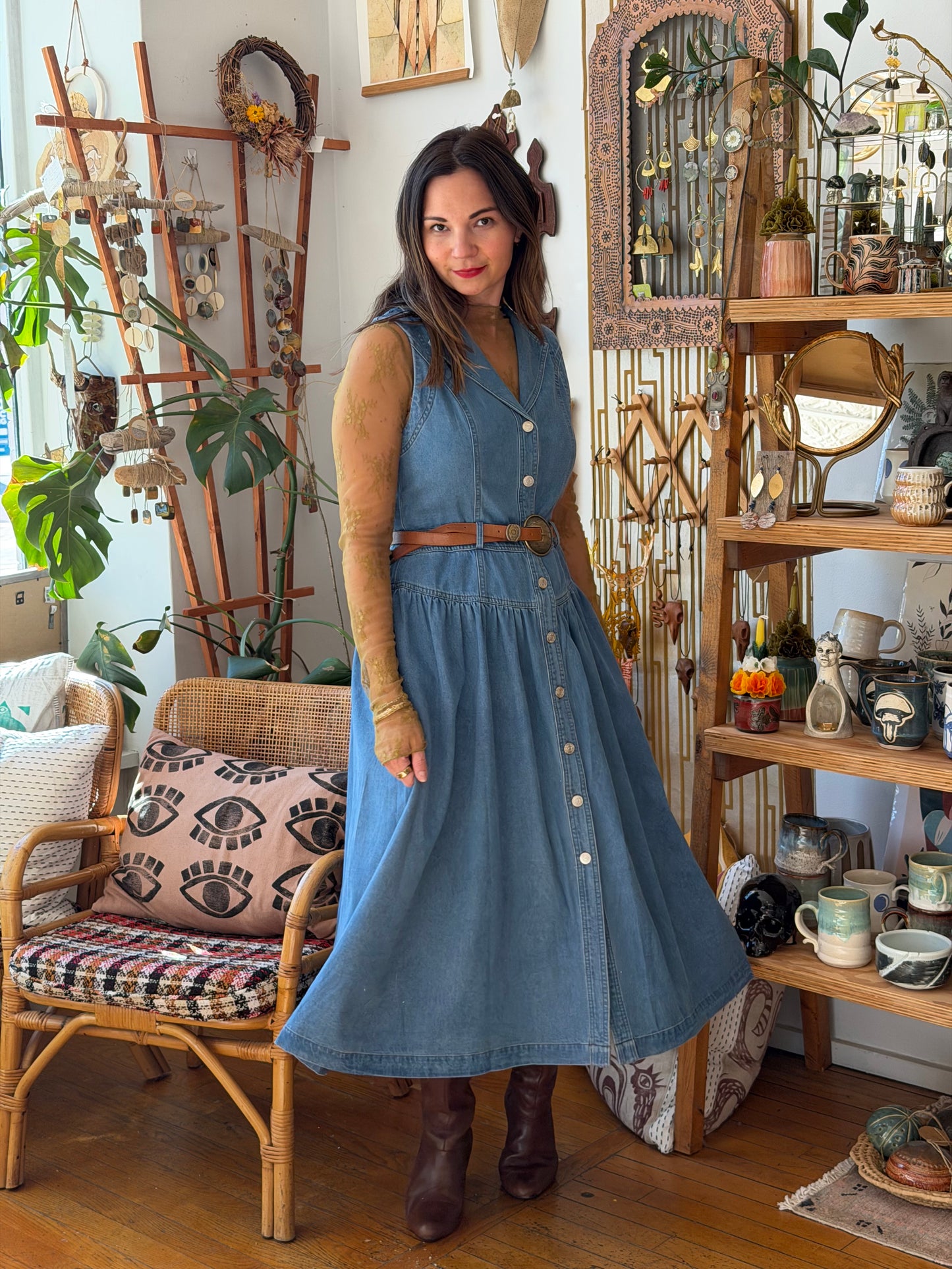 Collared Button Down Midi Dress