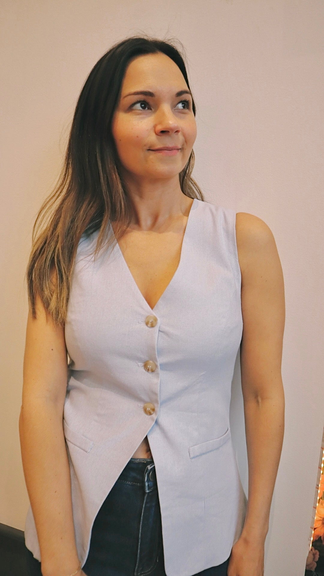 Linen Split Hem Vest