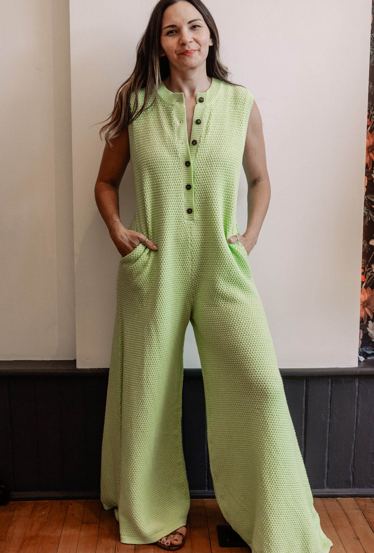 Waffle Wide Leg Jumpsuit