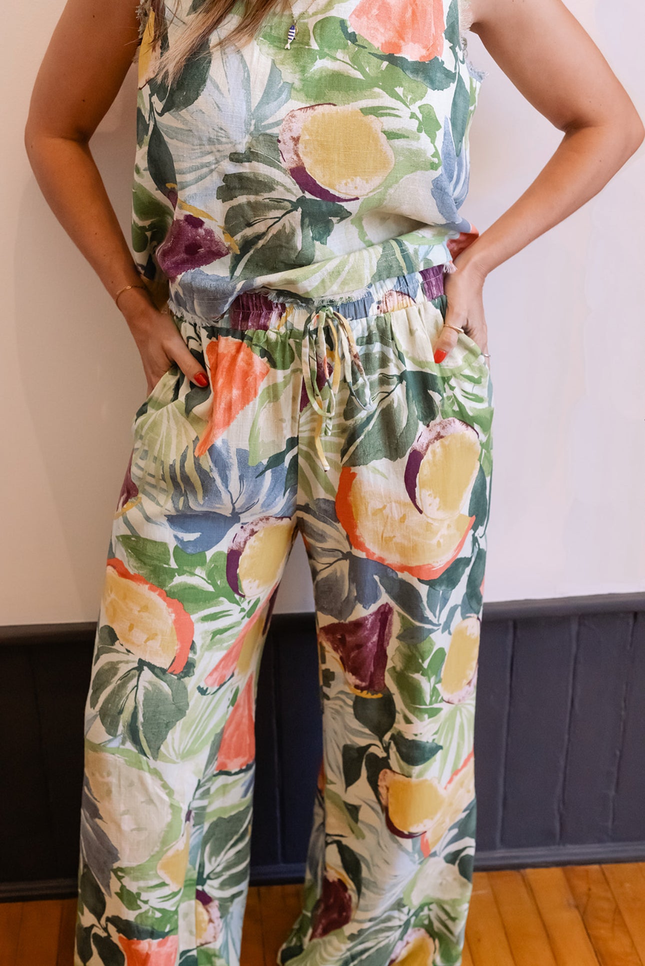 Tropical Fruit Flowy Pants