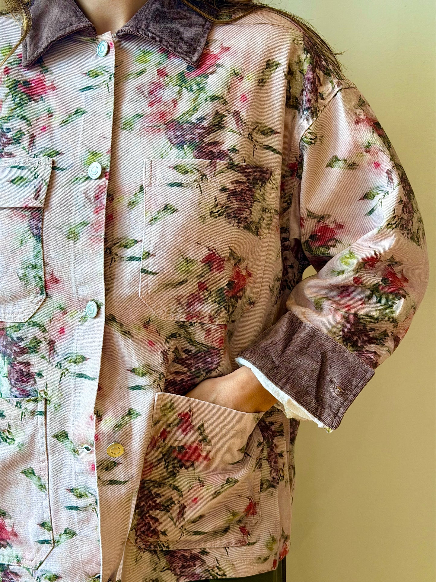 Watercolor Floral Utility Jacket