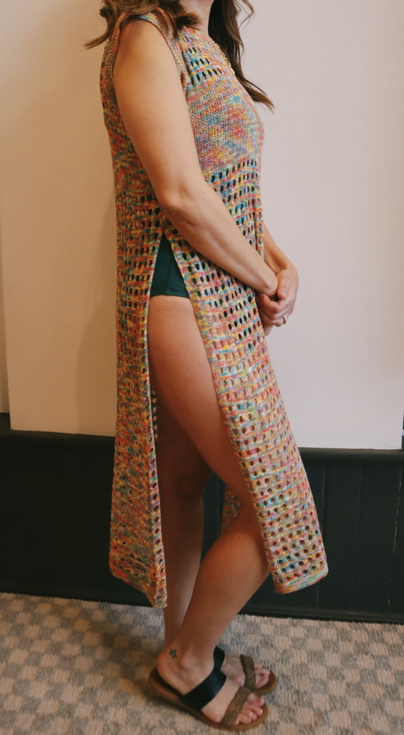 Rainbow Crochet Tunic Cover up