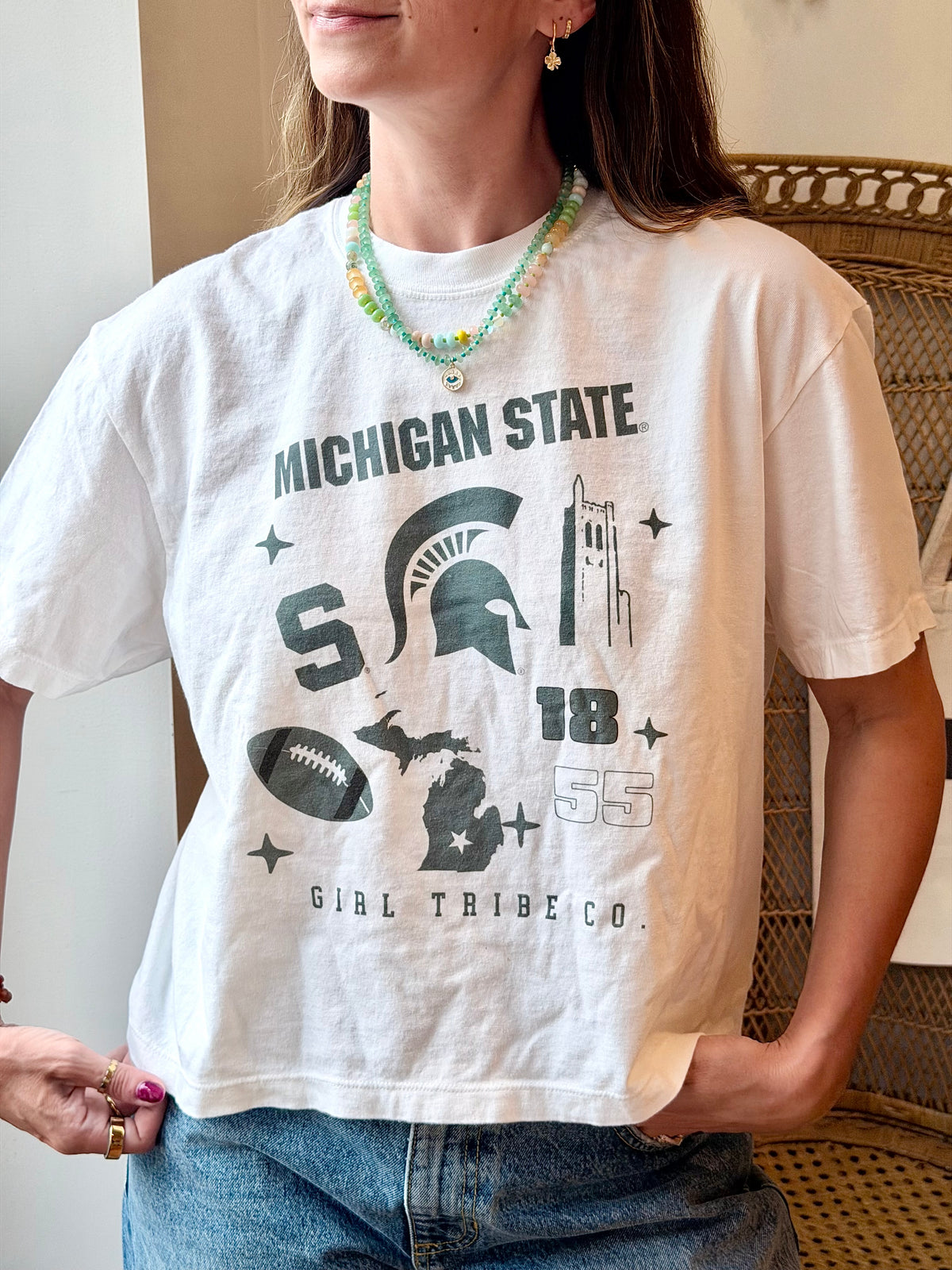 Michigan State Campus Boxy Crop Tee