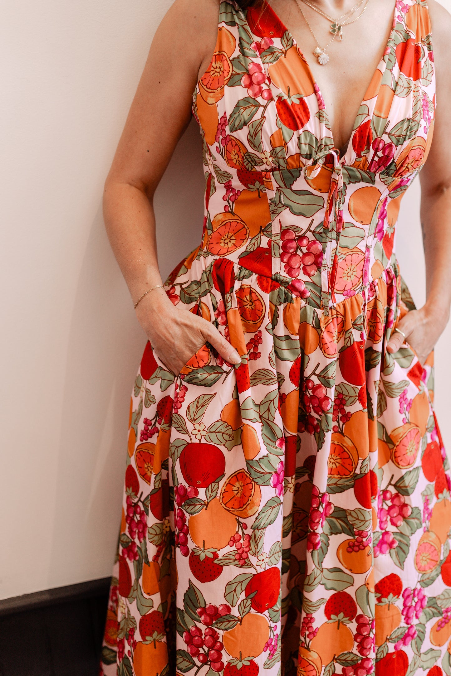 Fruit Print Corset Dress