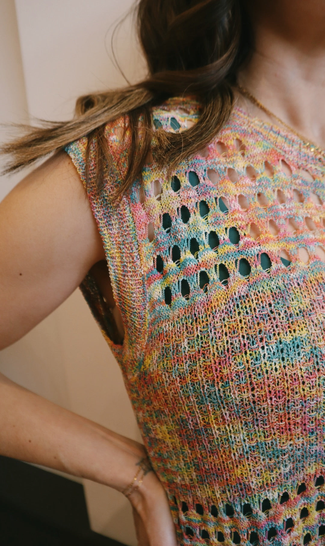 Rainbow Crochet Tunic Cover up