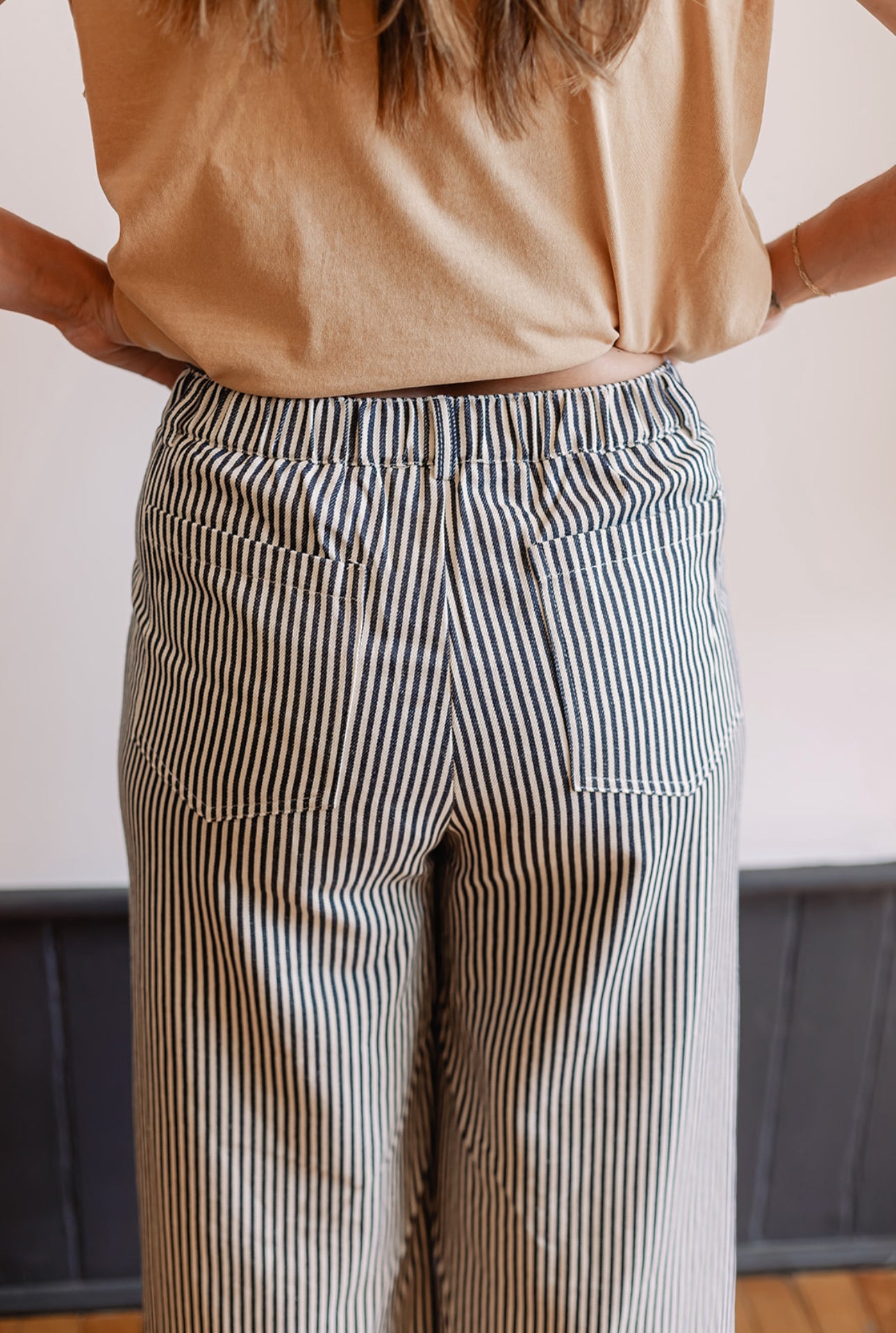 Pinstripe Cropped Wide Leg Pant
