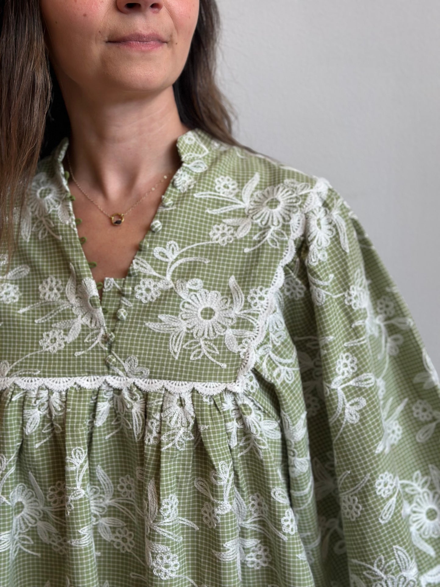 Embroidered Babydoll Dress