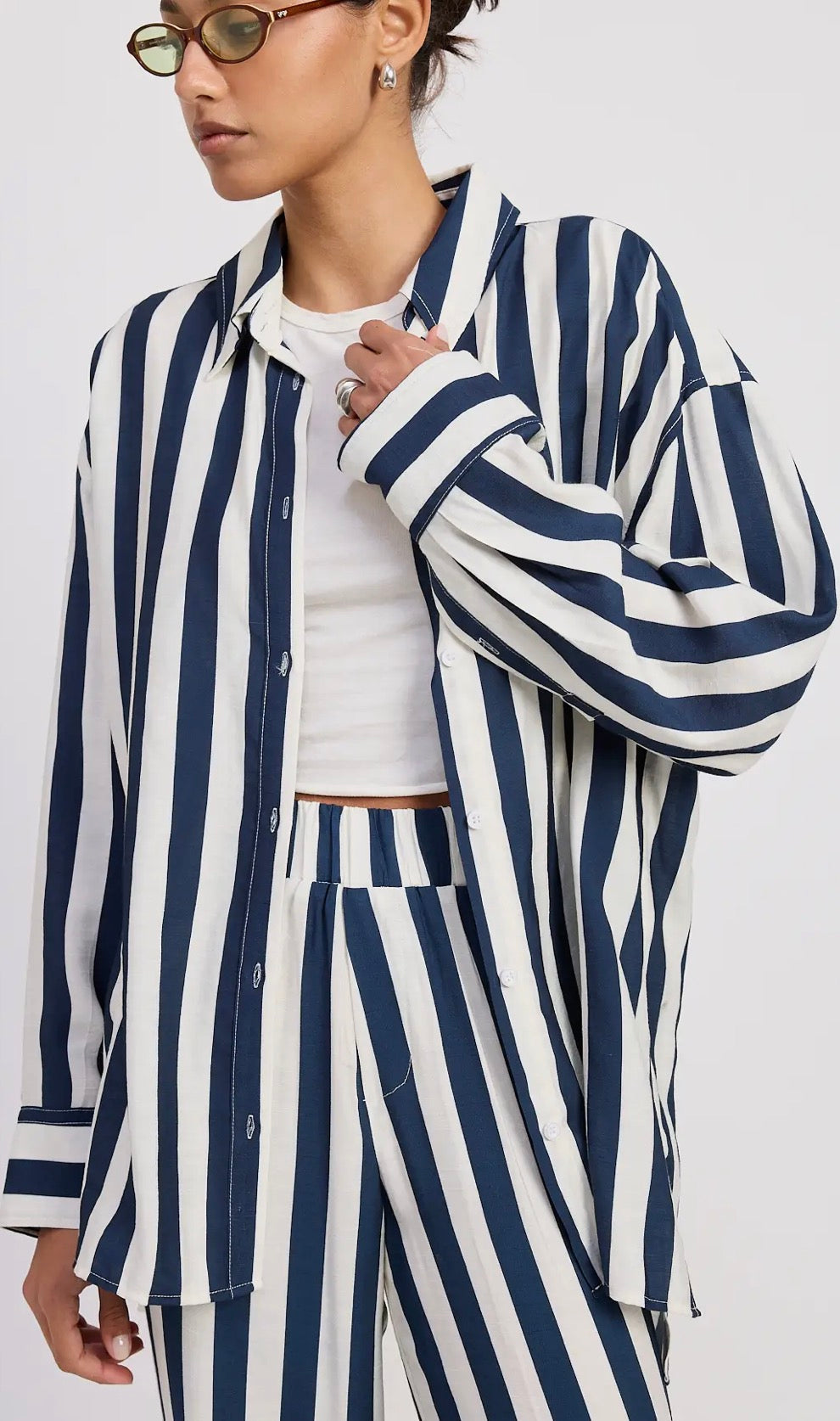 Oversized Seersucker Stripe Button Down