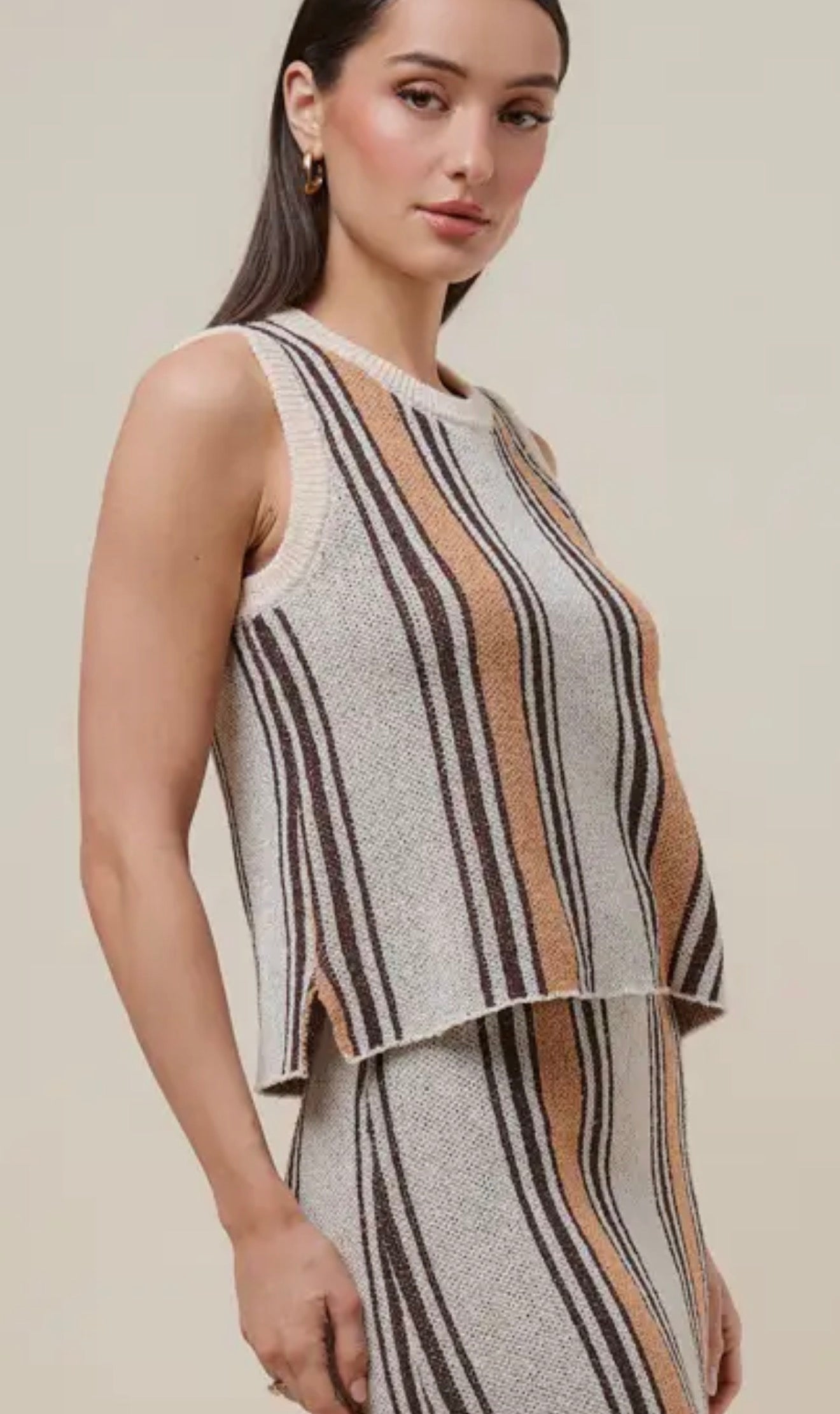 Sleeveless Striped Sweater