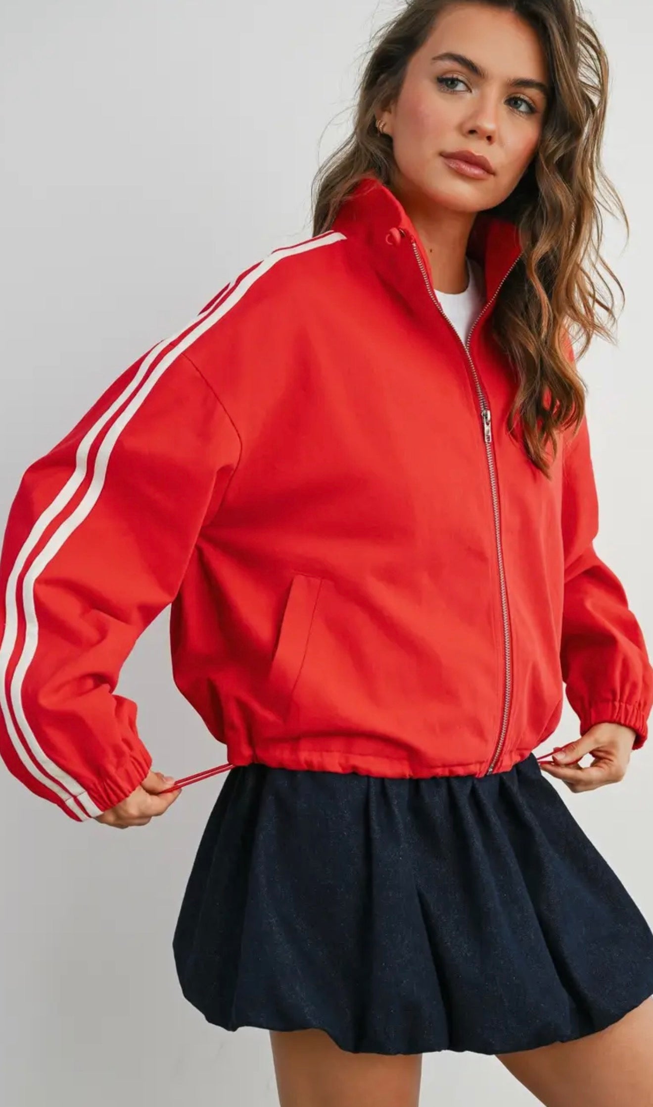 Striped Zip-Up Canvas Jacket