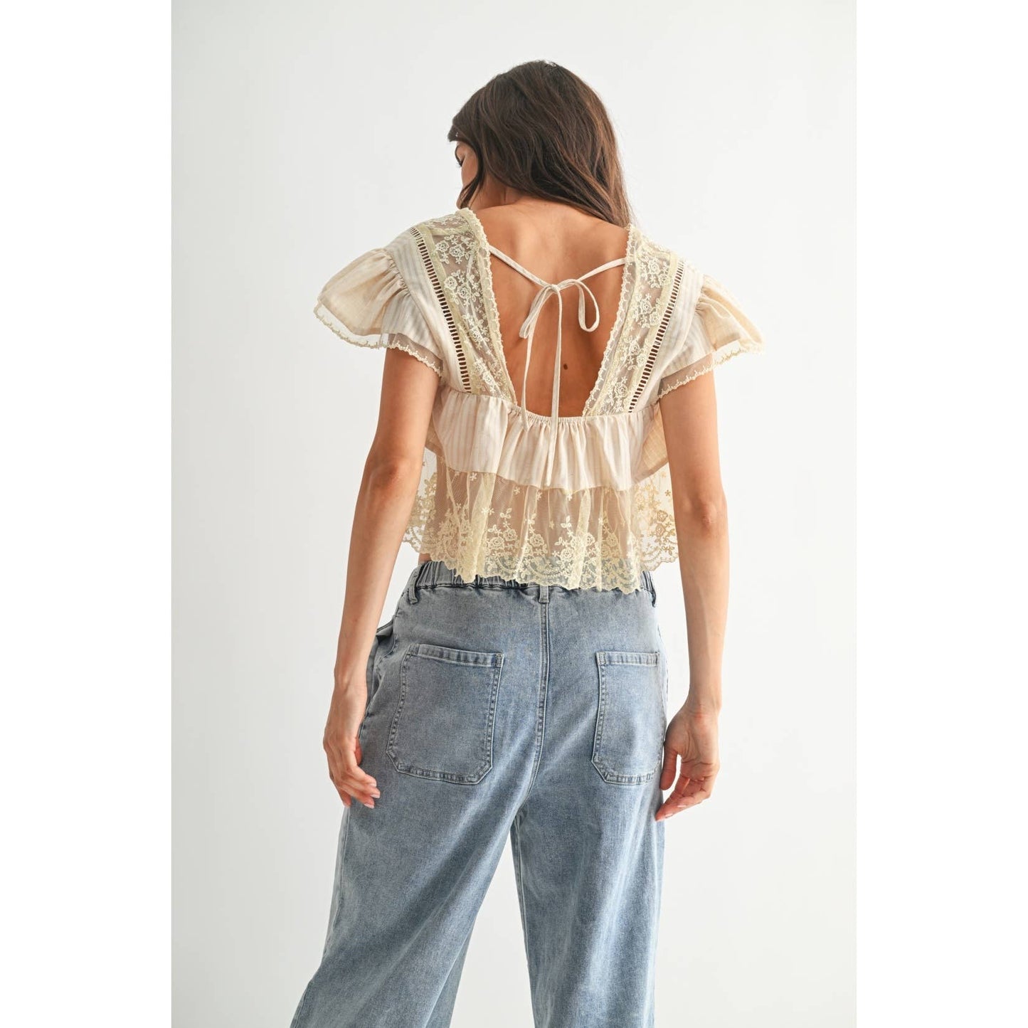 Lace-trimmed Boho Blouse