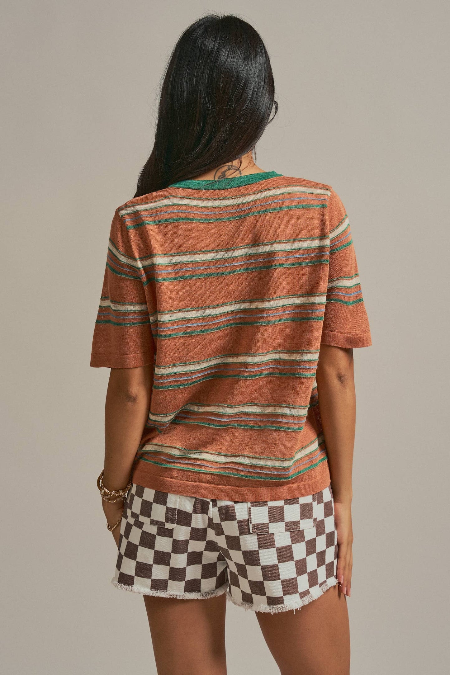 Striped Knit Ringer Sweater Tee